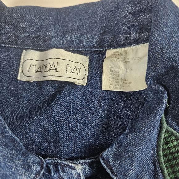 Vtg Mandal Bay Denim Jean Chore Barn Jacket Embroidered Apple Size XL - Picture 5 of 6